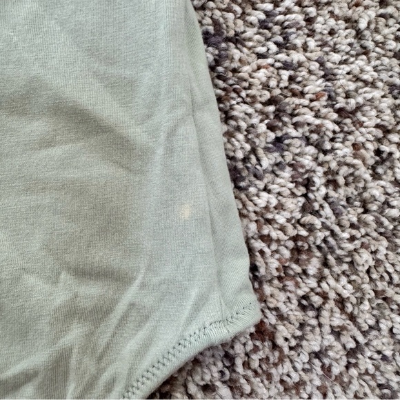 Everlane V-Nevk Supima Cotton Ballet Bodysuit Laurel Sage Green Medium - Picture 6 of 6